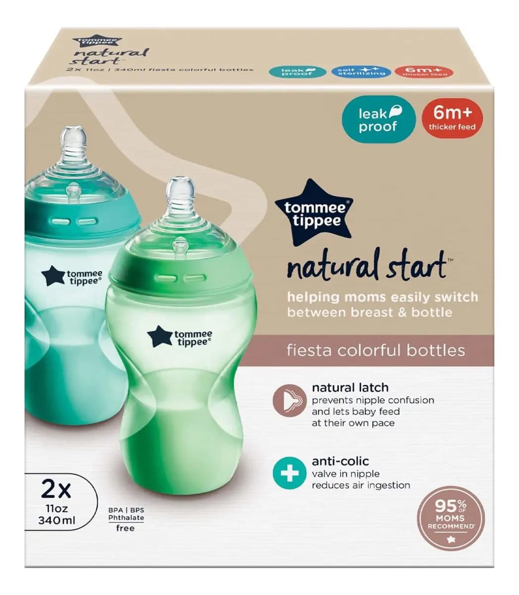 Conjunto de 2 garrafas, 11 onças, Tommee Tippee, verde
