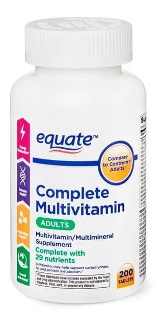 Multivitamínico Equate Importado = Centrum Adultos C/200