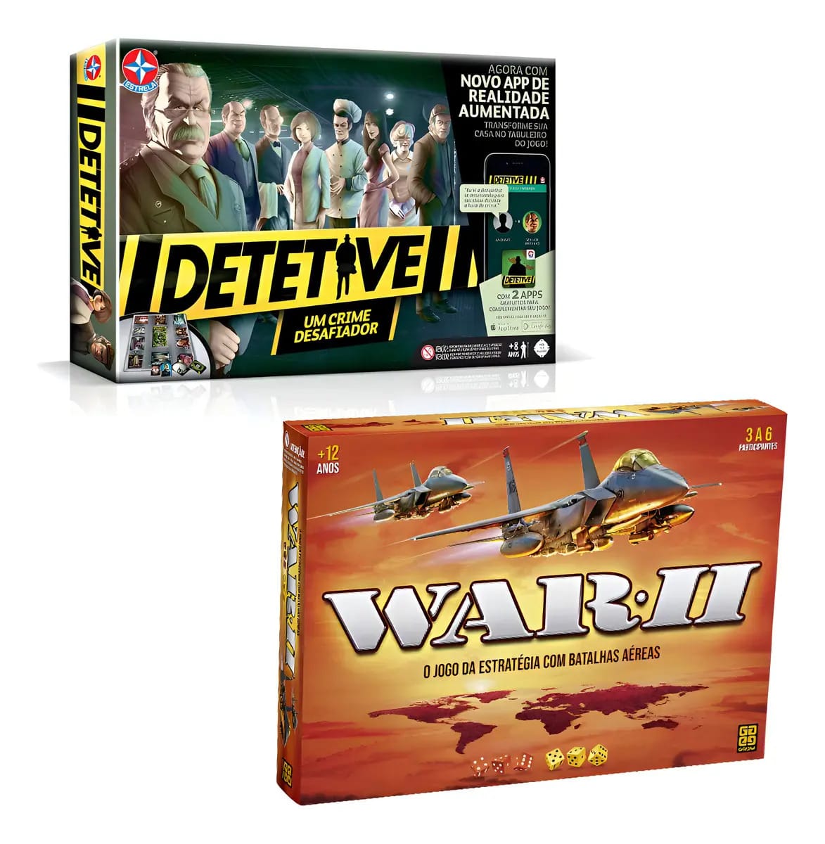 Kit Jogos De Tabuleiro Detetive Estrela E War 2 Grow