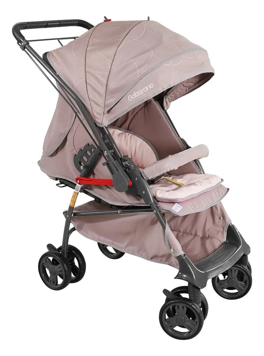 Carrinho De Bebê Maranello Grafite Cinza Rosa Galzerano