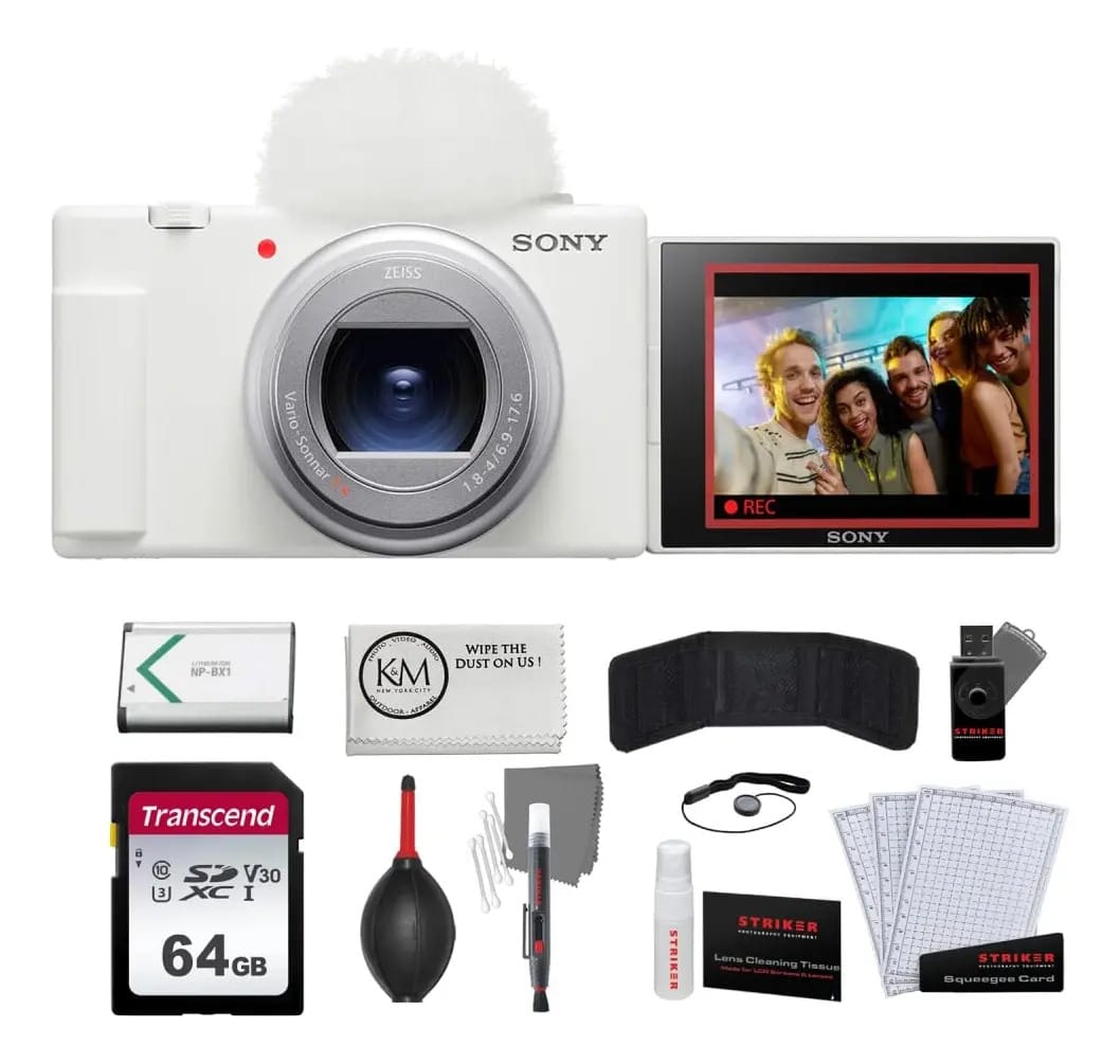 Câmera digital branca Sony ZV-1 Ii com cartão de memória