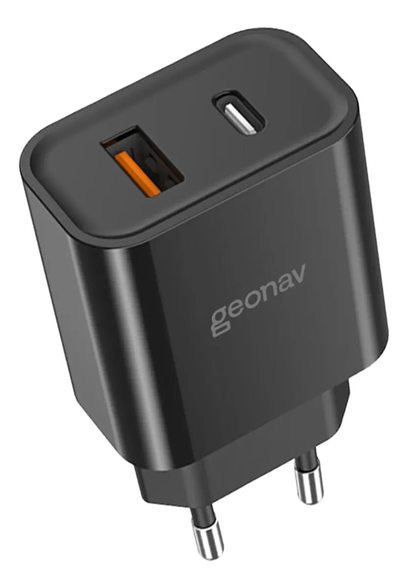 Carregador Ultrarrápido Duplo Power Delivery 20w Quick Charge 18w CH20PDQCBK Geonav Preto