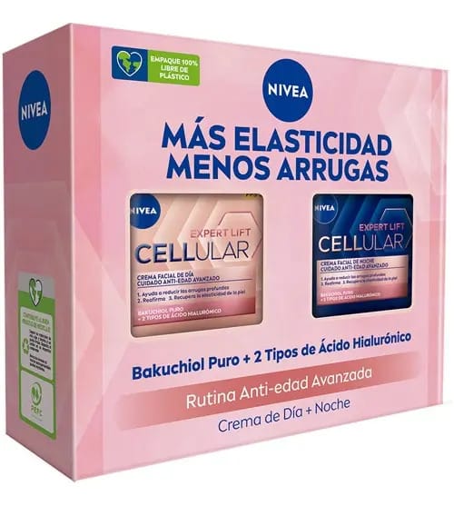 Pacote de rotina Nivea Cellular Anti-Rugas Elasticity Tipo de pele diurna e noturna Todos os tipos de pele