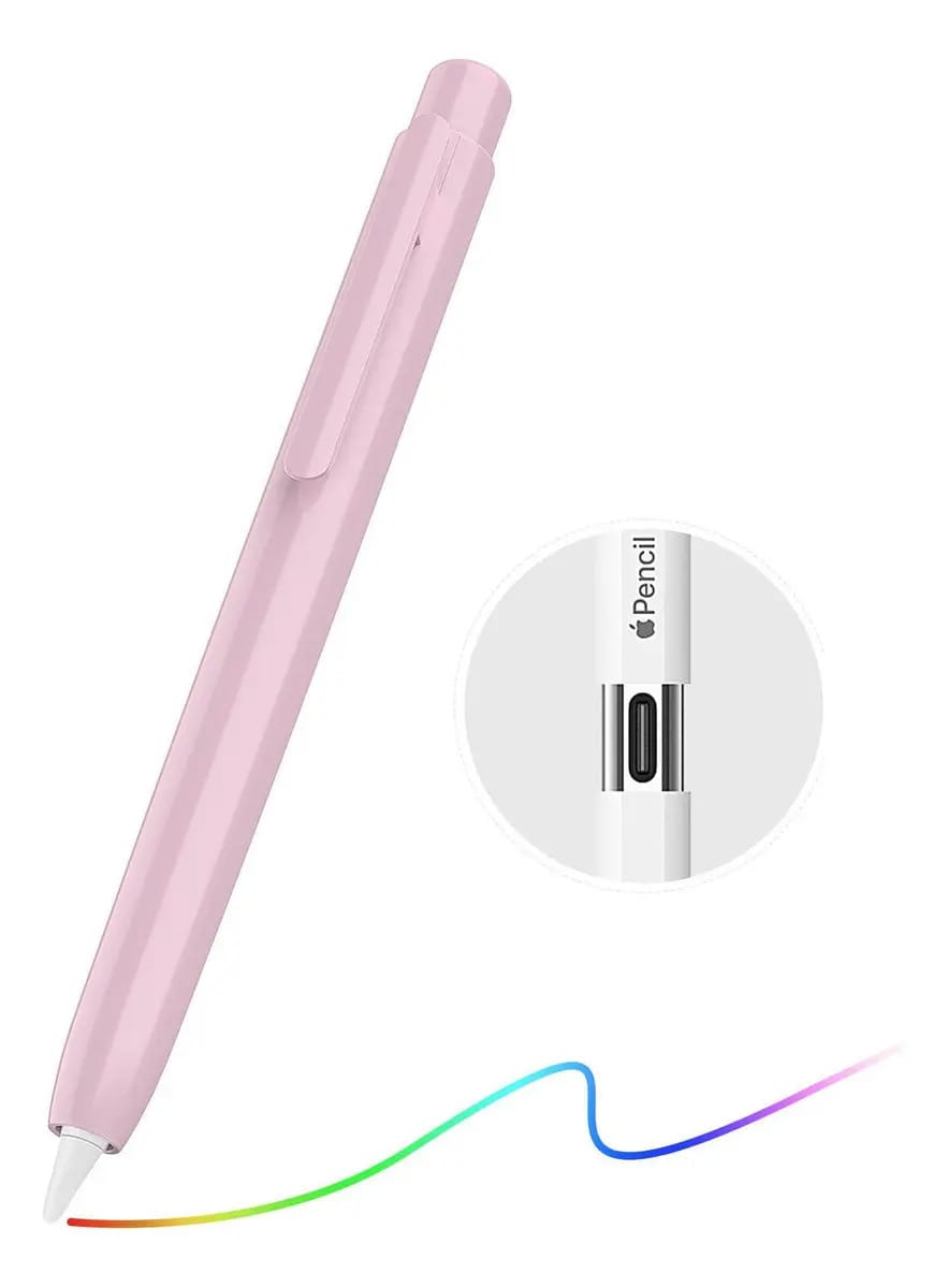 Timovo — Capa protetora retrátil para Apple Pencil (USB-C), com clipe forte compatível com Apple Pencil (USB-C), acessórios 2023, rosa claro