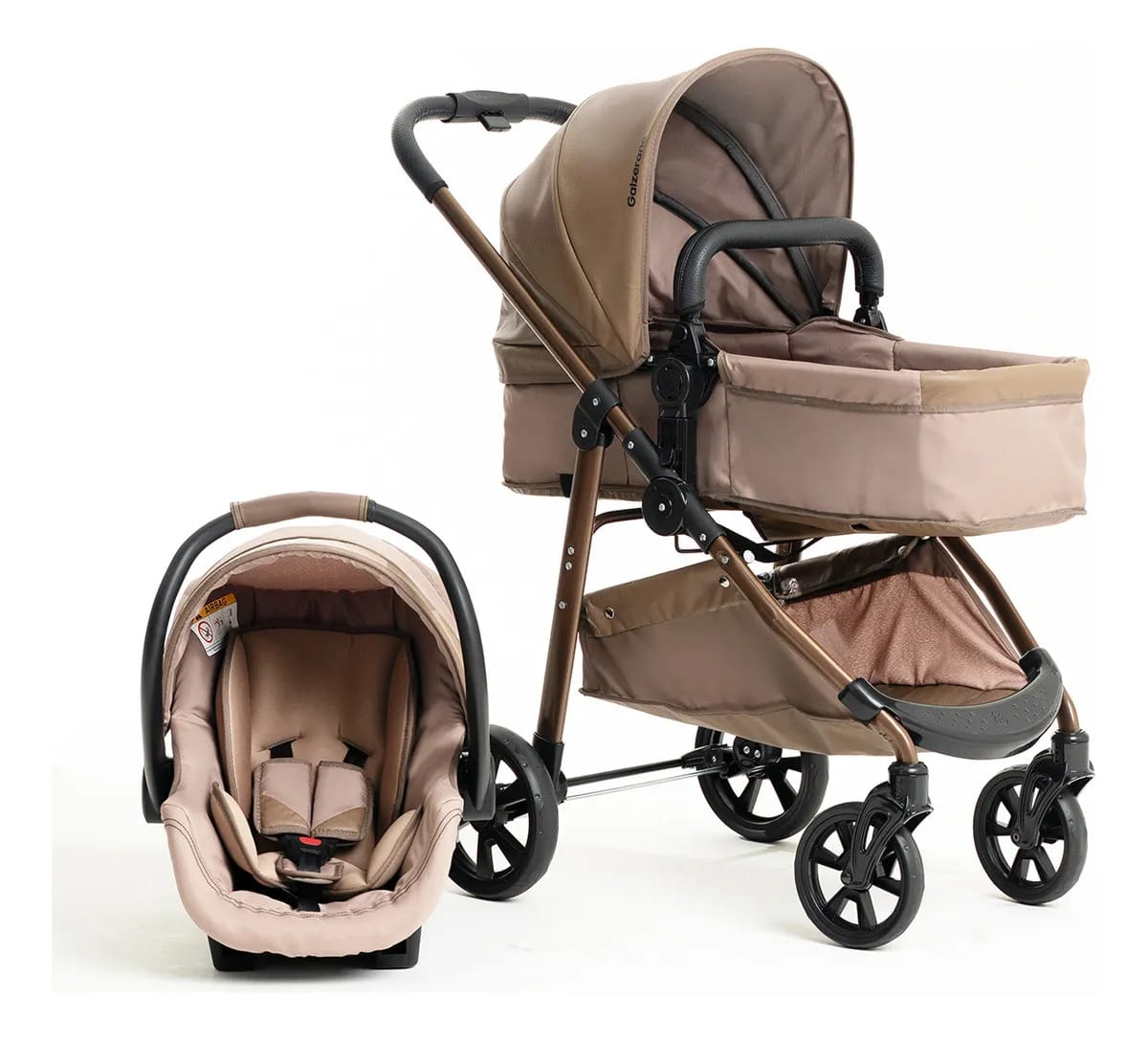 Carrinho De Bebe Extreme Must Galzerano Travel System Cor Chocolate Estrutura Metalico