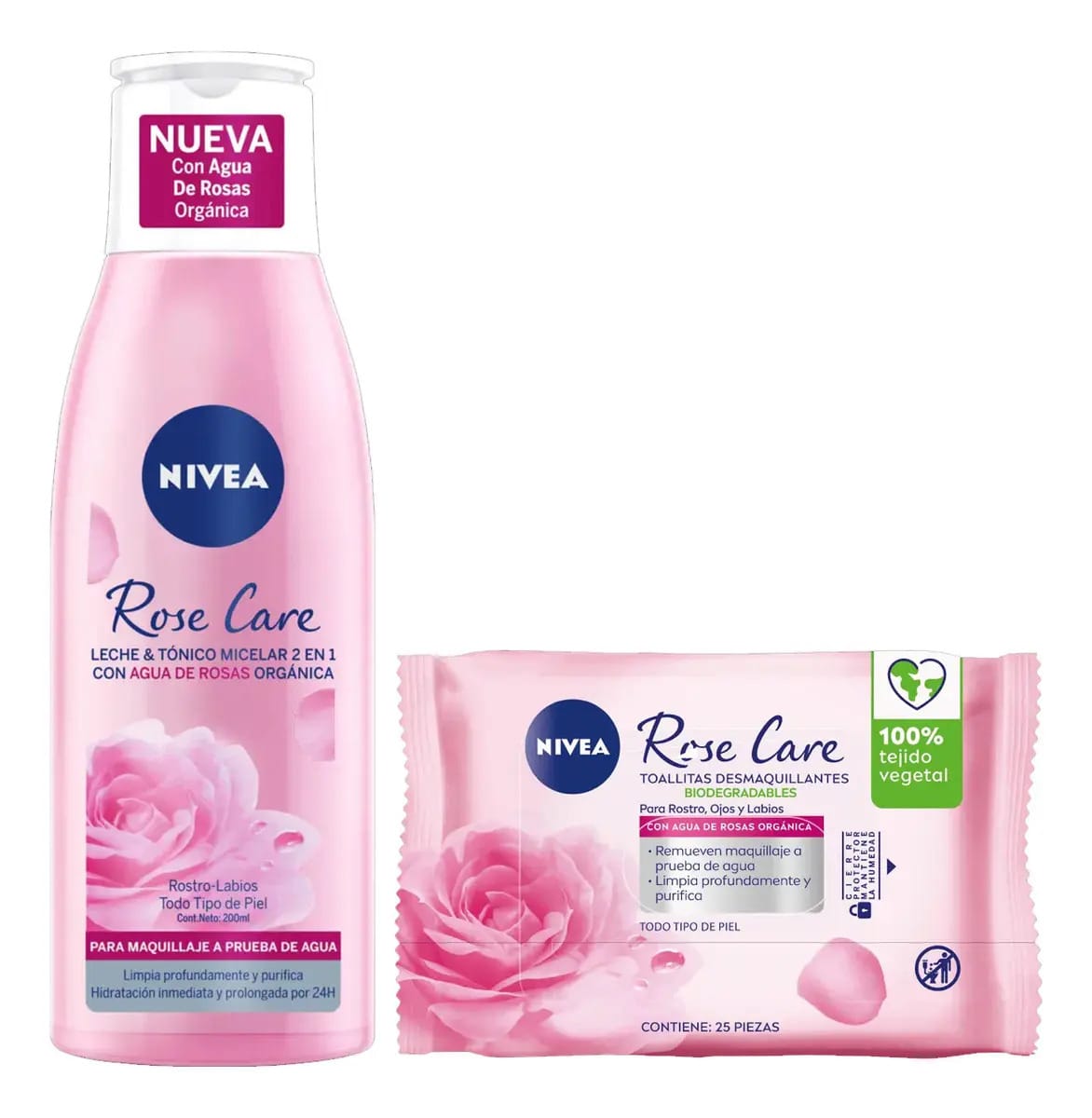Leite Micelar e Toalhetes Demaquilantes Rose Care Nivea