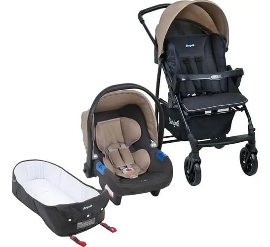 Carrinho De Bebê Travel System Burigotto Ecco Bege + Ninho