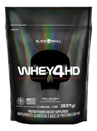 Whey 4hd 837g - Refil - Black Skull Sabor Morango