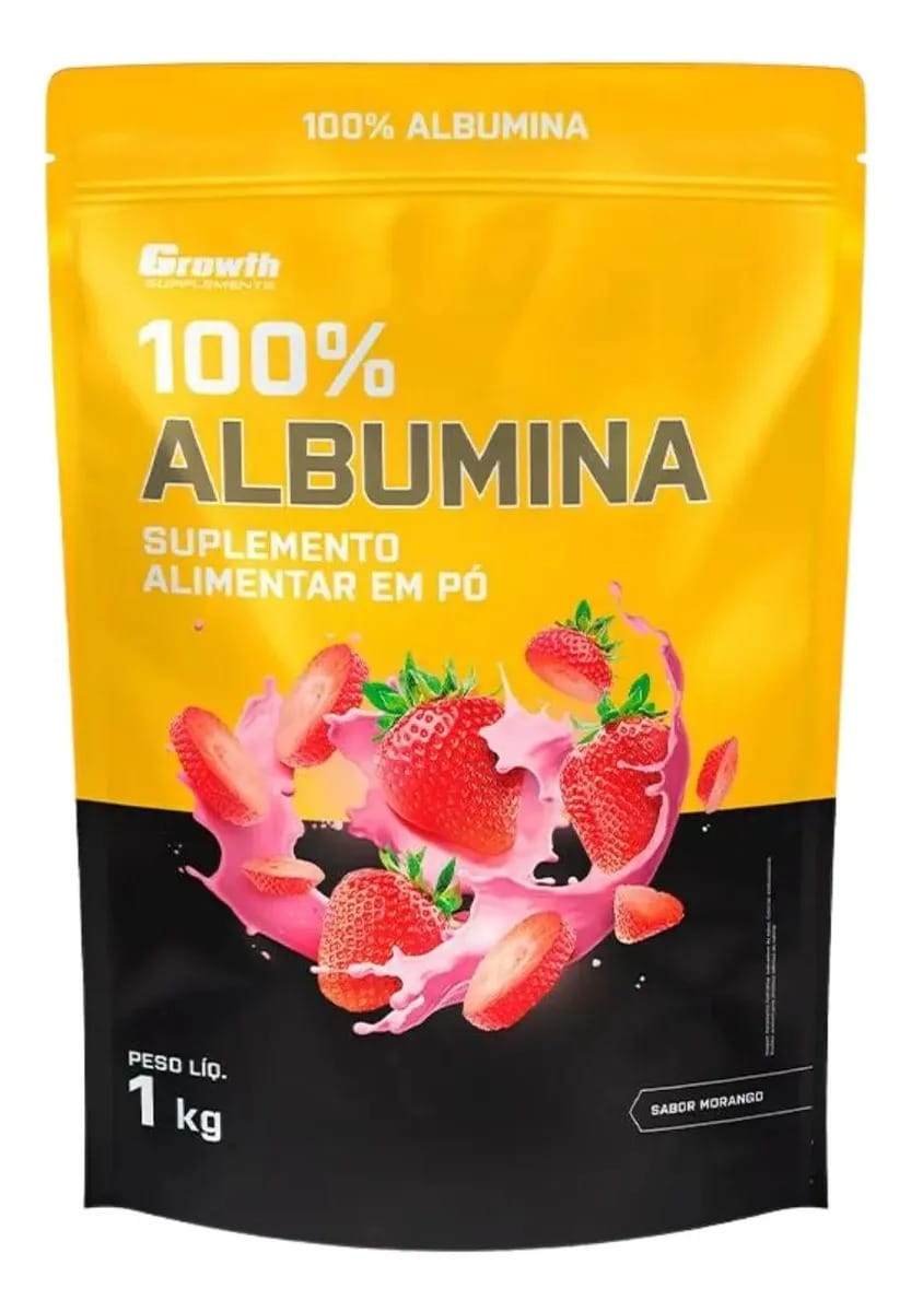 Suplemento Albumina 1kg Growth Supplements Morango