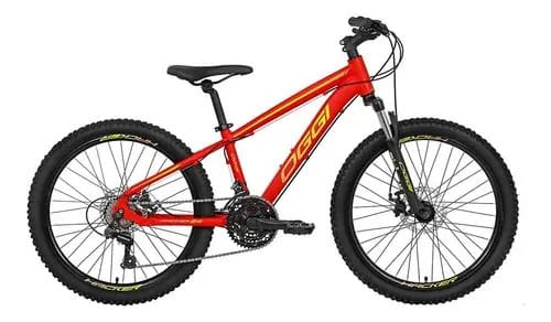 Bicicleta Mtb Aro 24 Oggi Hacker 24 2022 Vermelho E Amarelo