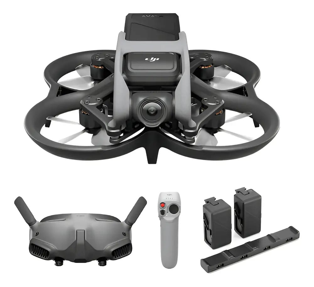 Drone DJI Avata Fly Pro View com Câmera 4K, FPV e GPS (3 Baterias), Cinza