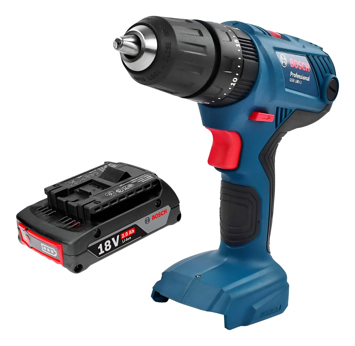 Martelo de chave de fenda rotativa Bosch Gsb 180-li + bateria 2.0 cor azul