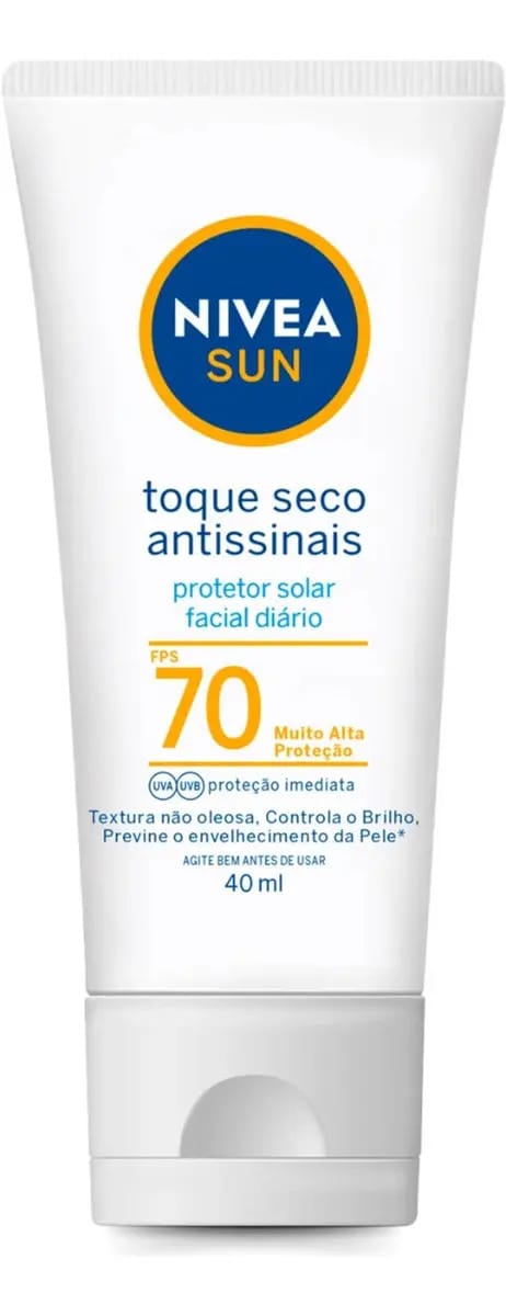 Protetor Solar Nivea Sun Fps 70 Antissinais Toque Seco 40ml
