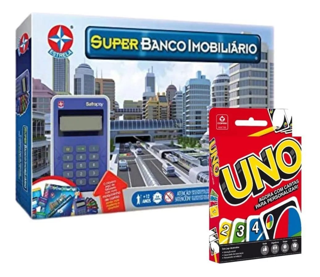 Jogo De Tabuleiro Super Banco Imobiliário Estrela + Uno