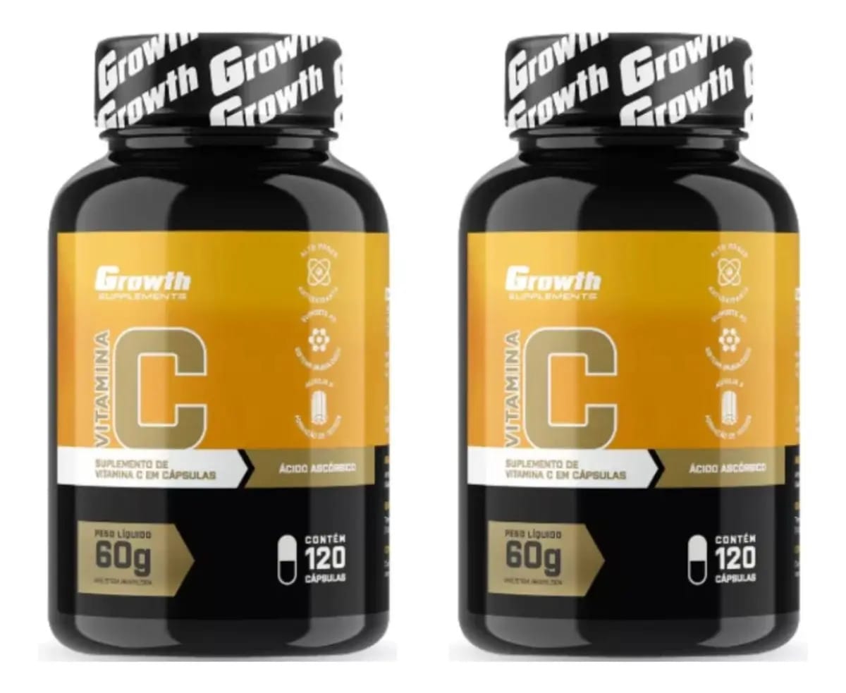 Kit 2 X Vitamina C (120 Caps) - Growth Supplements Sabor Sem Sabor
