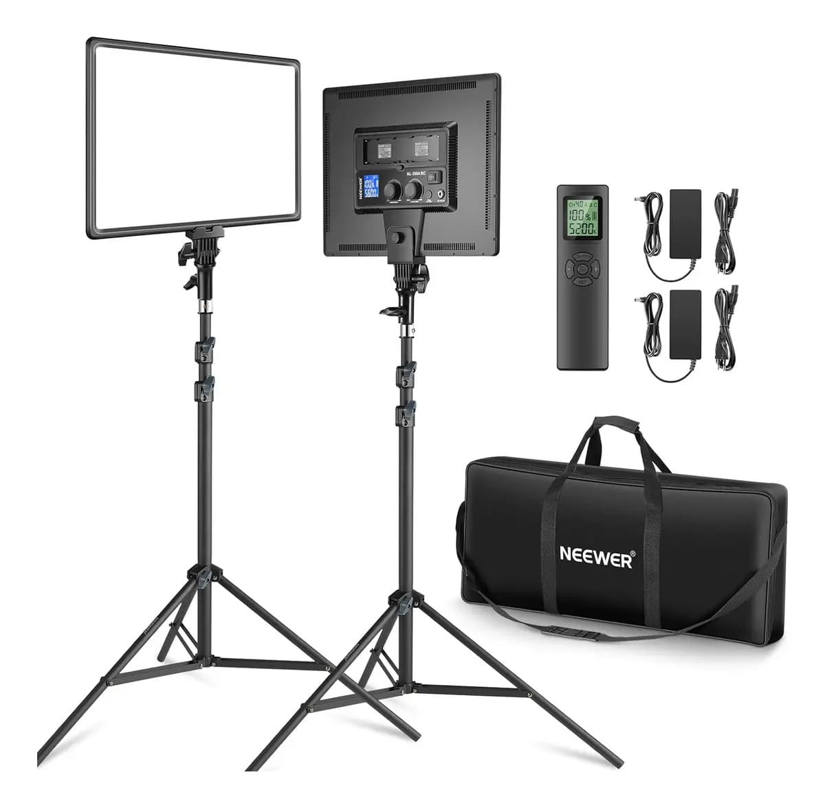 Neewer LED 90097717 Kit de Iluminação de Painel de Vídeo LED de 18 " Com Controle Remoto de 45 W e Suporte Cor Preto 110 V
