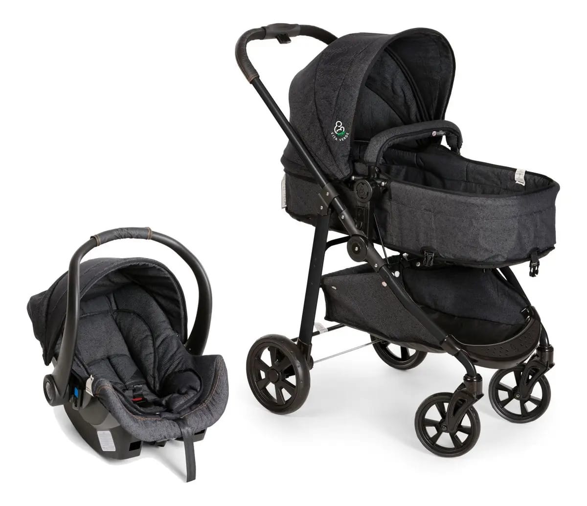 Carrinho De Bebê Extreme Vita Verde Travel System Galzerano Preto