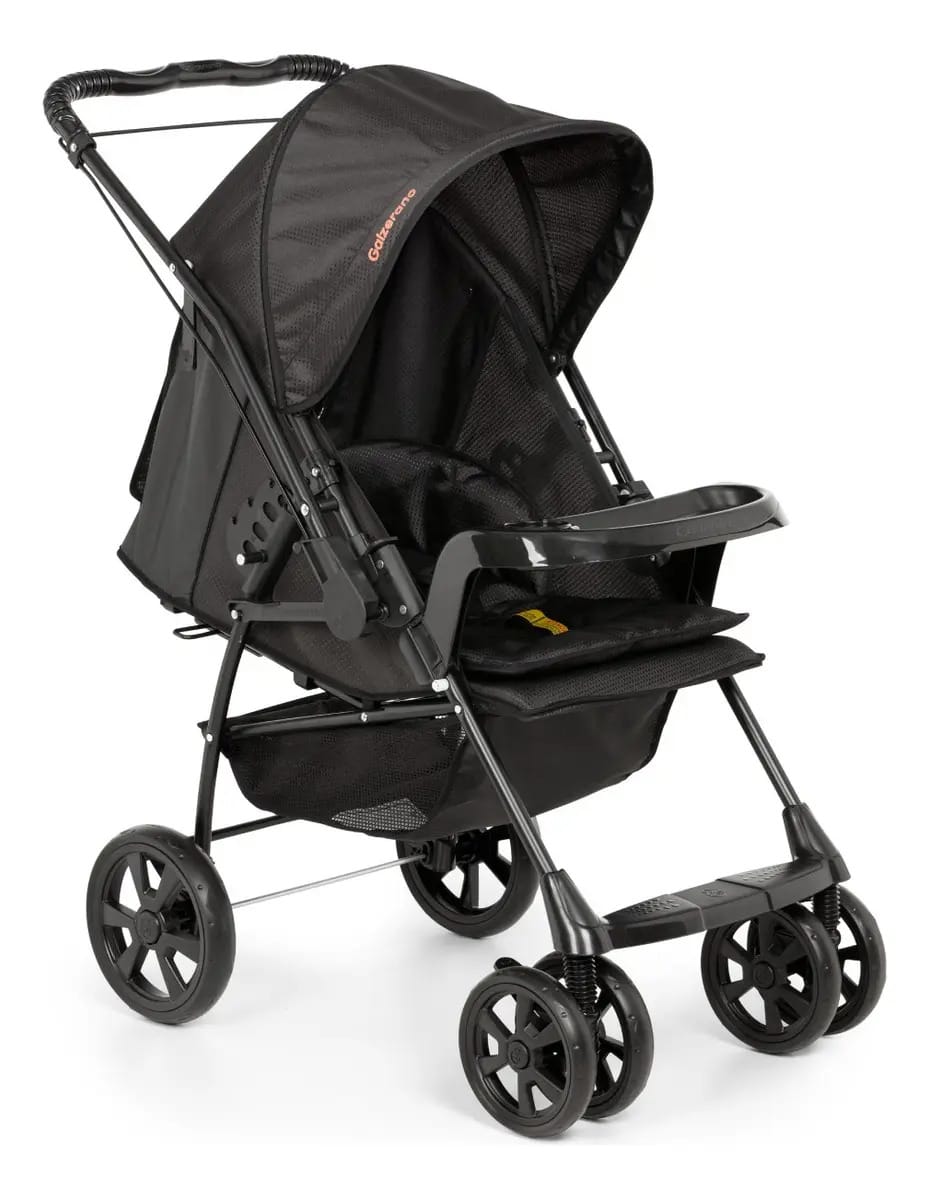 Carrinho de Passeio Galzerano Milano Reversível III Preto para Bebês de 0 a 15 kg