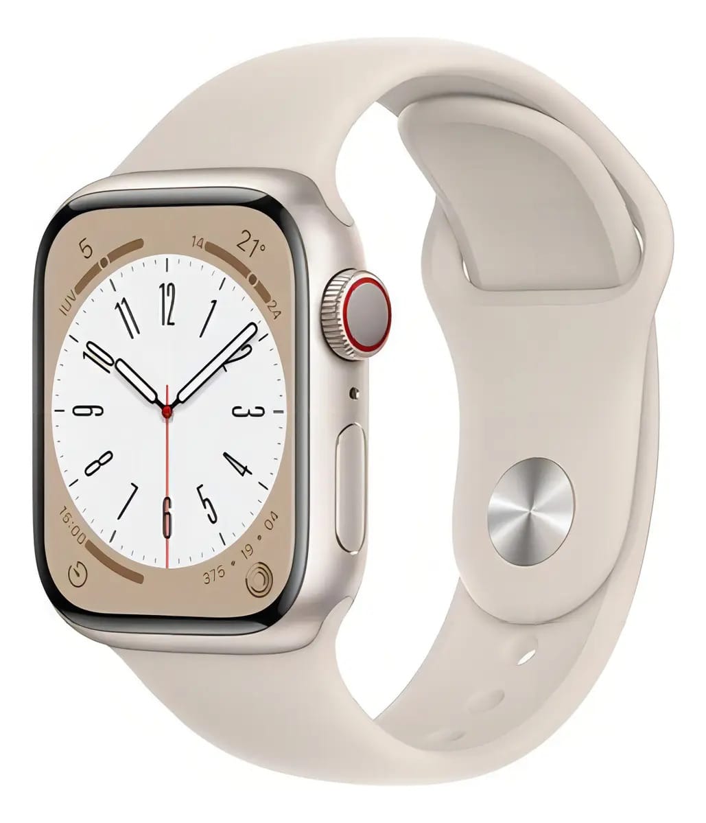 Apple Watch Series 8 (41 mm, Gps + Cellular) Alumínio Branco Branco Branco