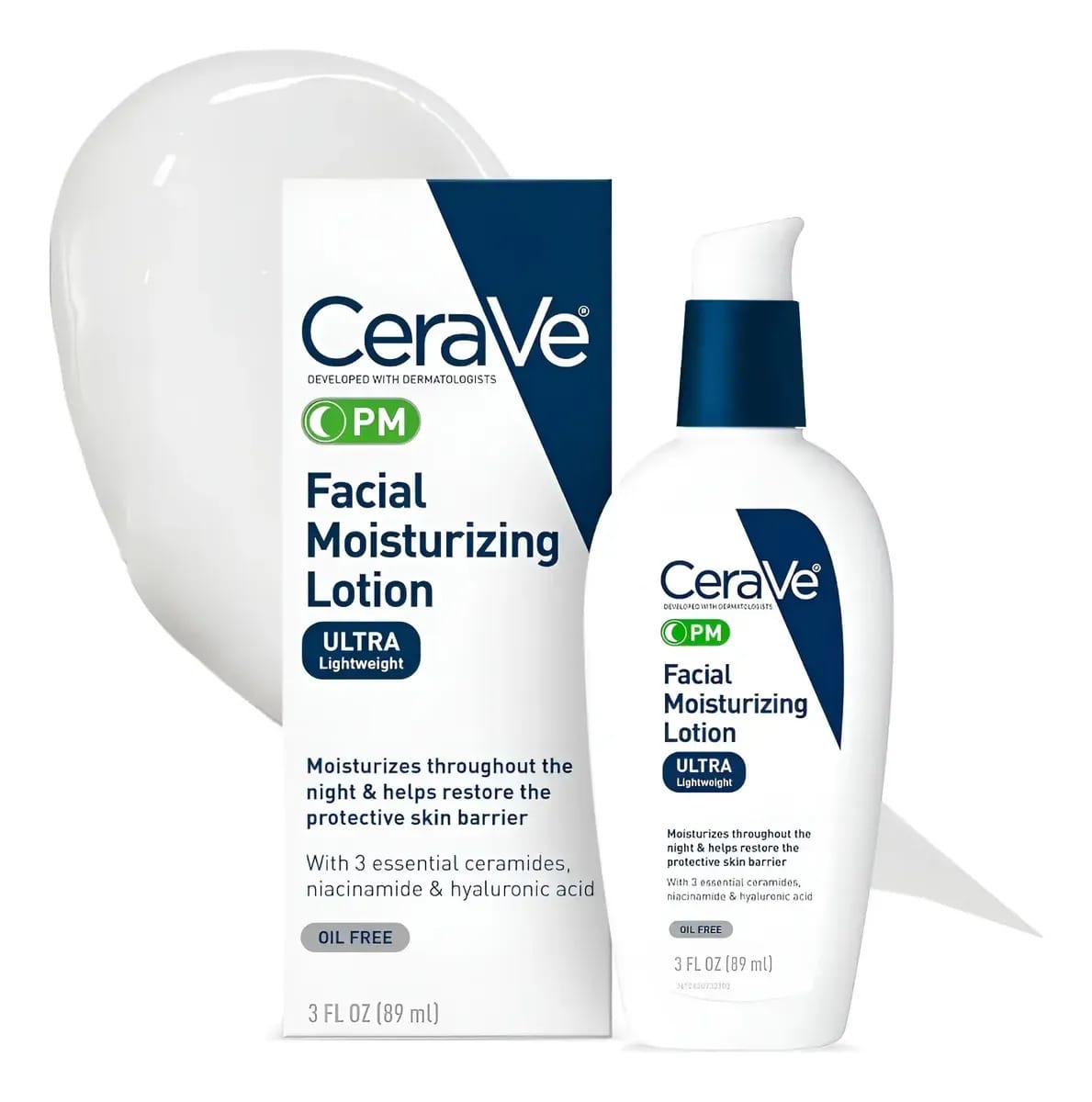Loção facial hidratante Pm Cerave com ácido hialurônico e para todos os tipos de pele, noite