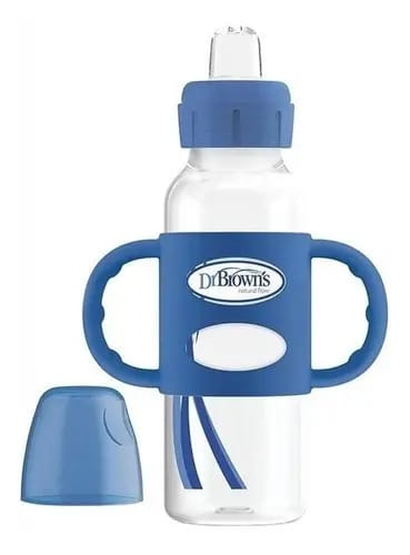 Mamadeira C/ Alça Dr Browns 6m+ Fase3 + Bico Transição 250ml Cor Azul