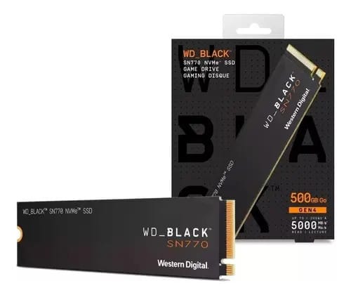 Disco Solido Ssd 500gb Wd Black Sn770 M.2 2280 Pcie Nvme Wds500g3x0e Leitura 5000mbs E Gravação 4000mbs