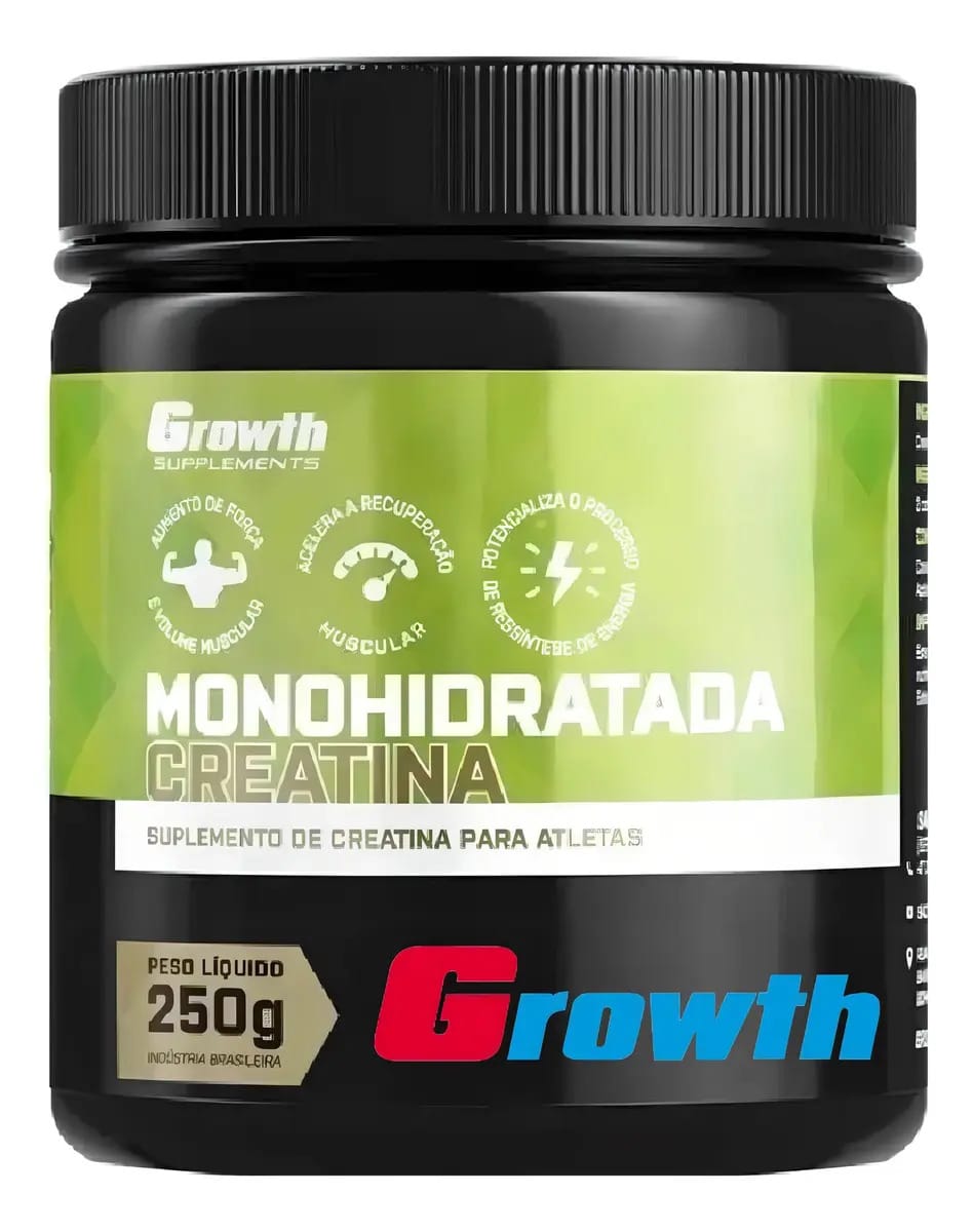 Creatina Monohidratada 250g Growth Sem Sabor Pó Esportivo