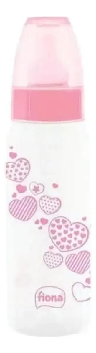 Mamadeira Clássica Bico Silicone 240ml Rosa - Fiona - Lillo Coração