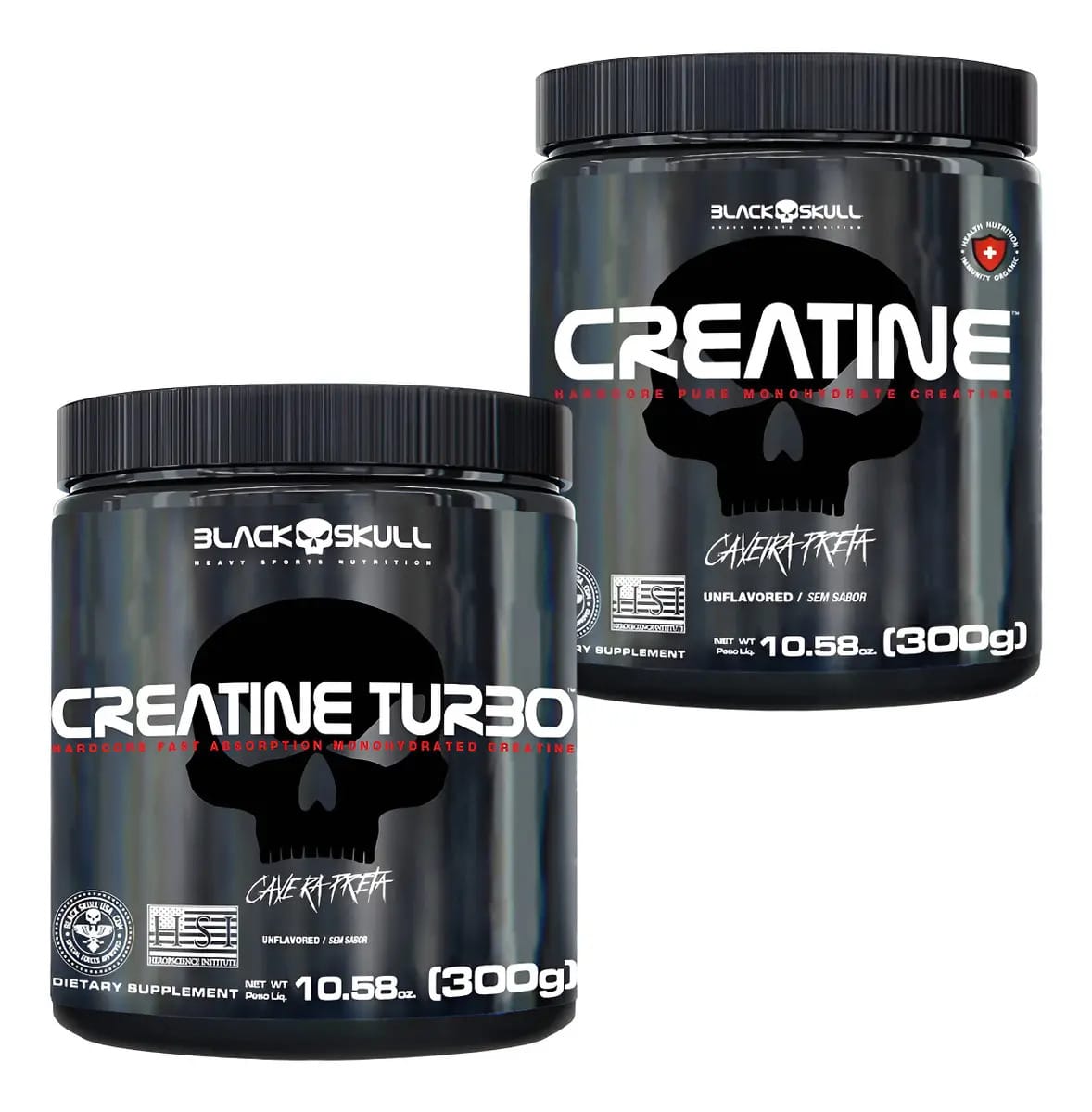Kit Creatina Monohidratada Black Skull 600g Sem Sabor