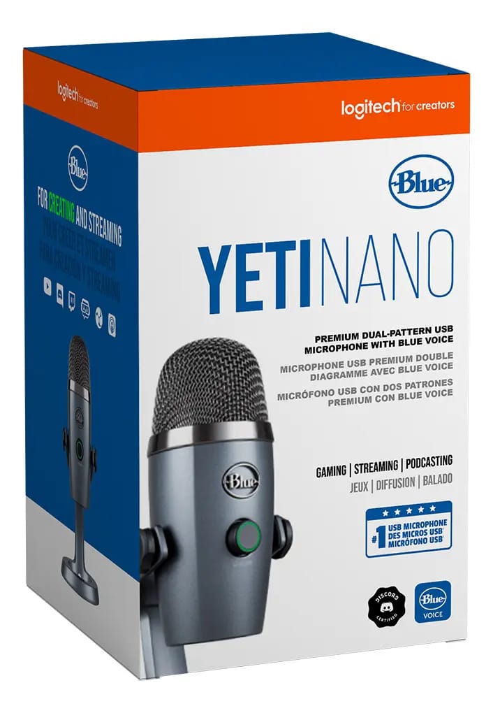 Microsoftf Blue Yeti Nano Usb Streaming CardioD/OMMI Cinza Cor Cinza