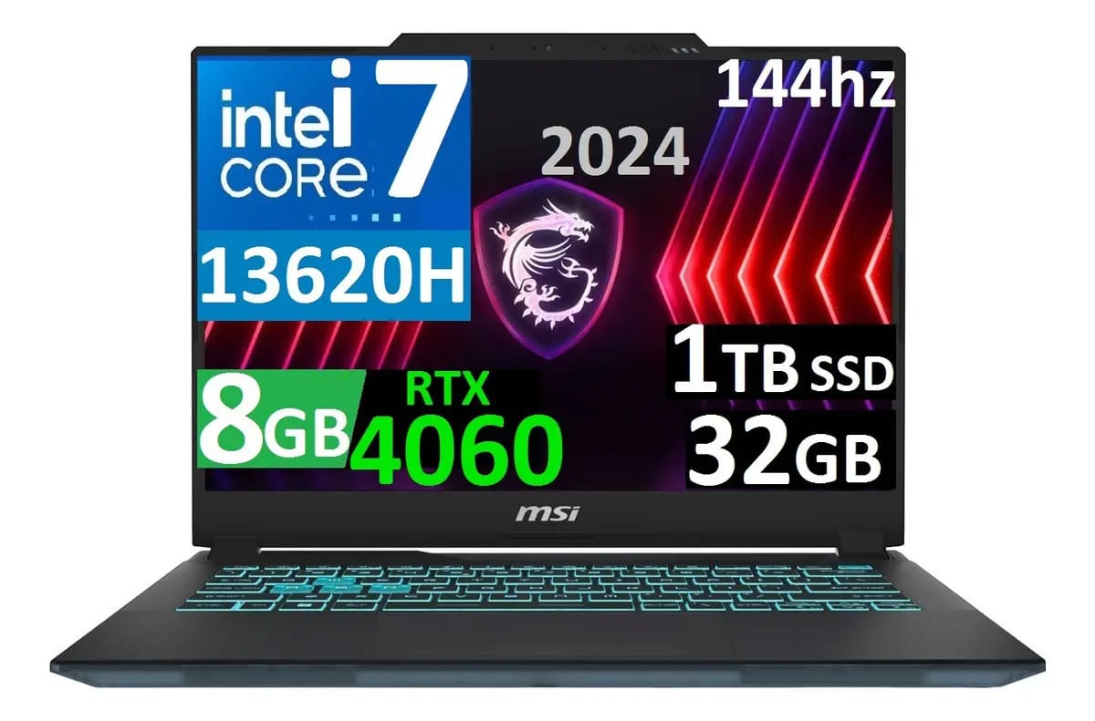 Msi Cyborg 13620H 32GB RAM 1024GB Preto