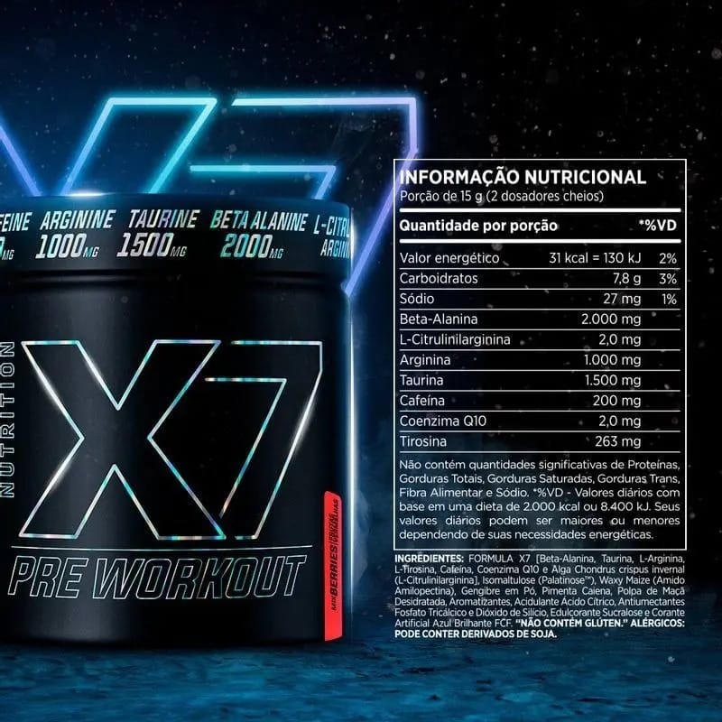 X7 Pré Workout Pré Treino Atlhetica 300g Blend Completo Sabor Red Frutis
