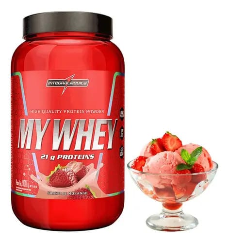 Whey Protein Integralmédica Concentrado My Whey 900g Sabor Morango