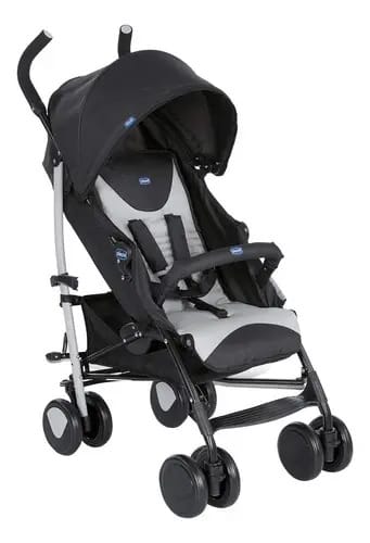 Carrinho Bebê Passeio Berço Reclinável Guarda Chuva Chicco Cor Preto-cinza