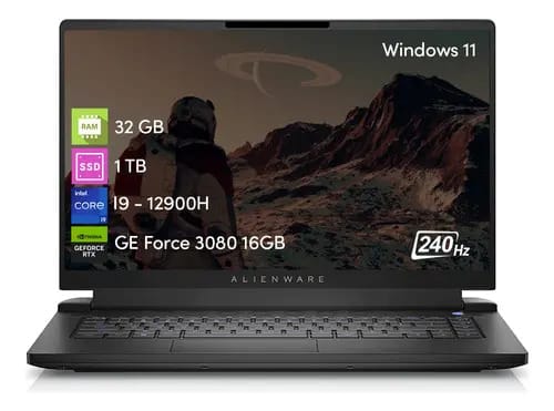 Dell Alienware M15 I9 12va 32gb 1tbssd Rtx3080 16gb 15,6 W11 cor preta