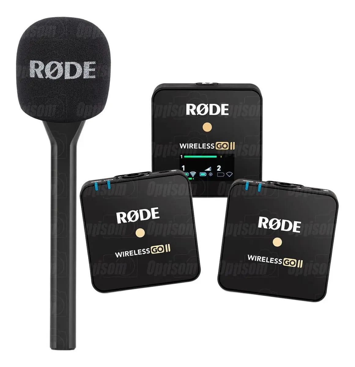 Microfone Sem Fio Rode Wireless Go 2 Duplo + Suporte Mão Cor Preto
