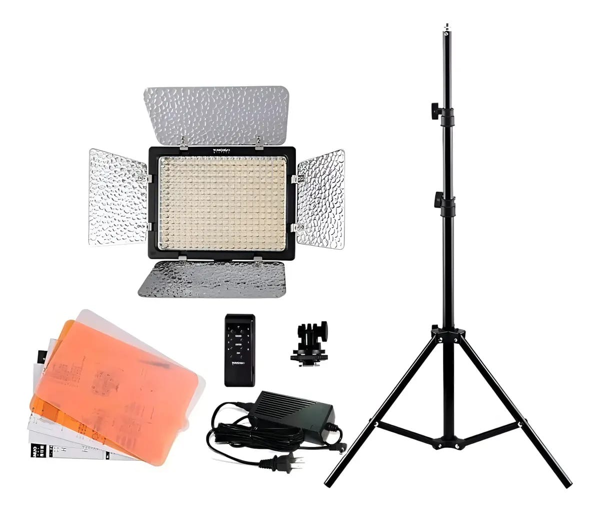 Iluminador Led Yongnuo Yn 600 L Il Com Fonte + Tripé 2m Branco Frio E Quente Branco