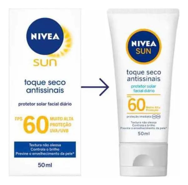 Protetor Solar Nivea Sun Fps60 Toque Seco Antissinais 50ml