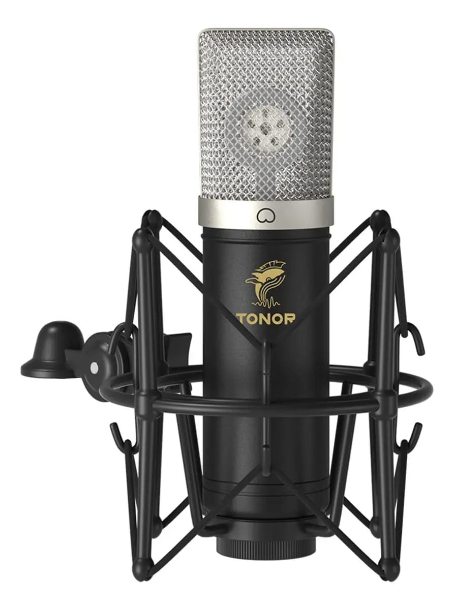 Tonor - Microfone condensador de 192 khz/24 bits, kit cardióide USB com braço e suporte