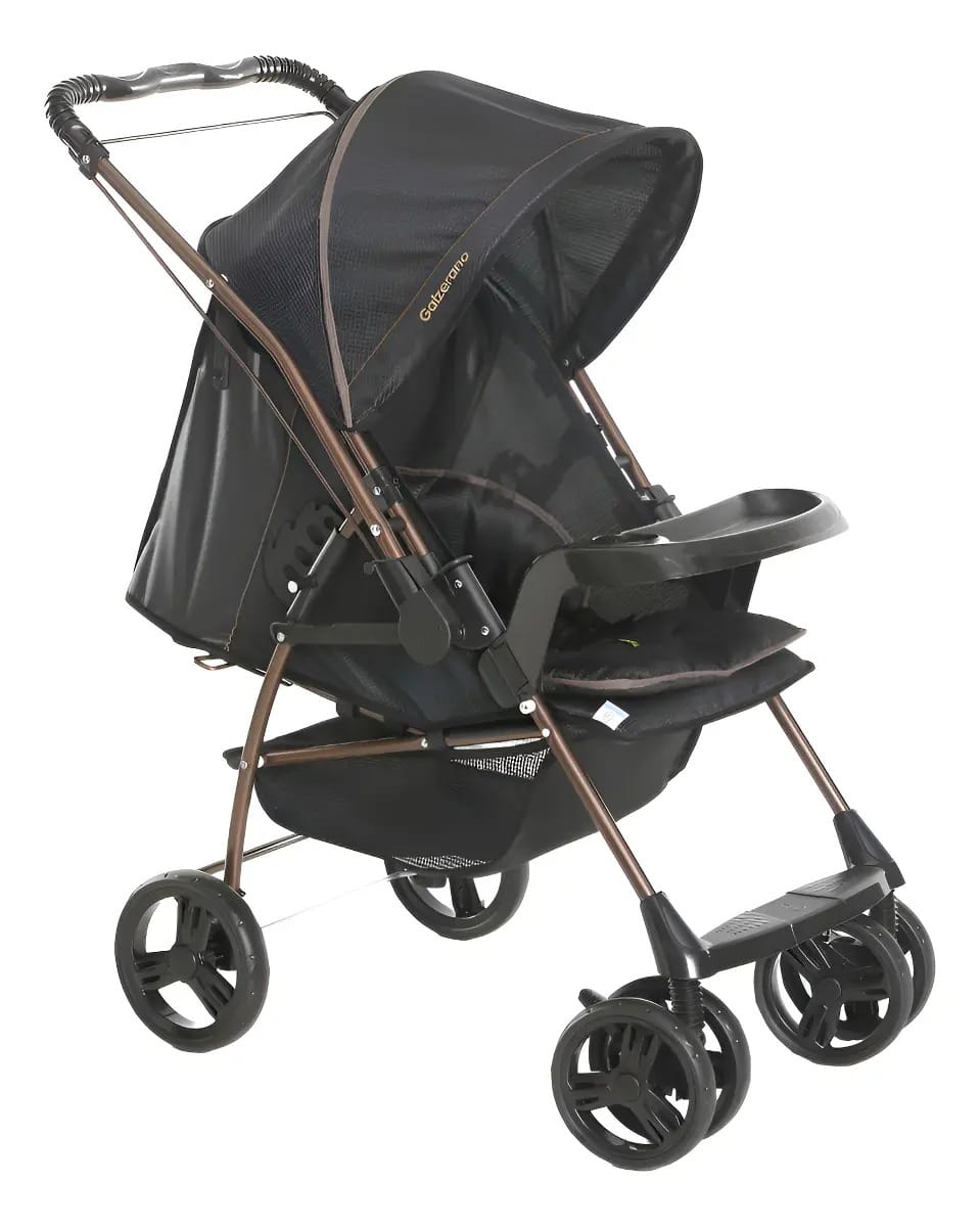 Carrinho Bebê Galzerano Milano Reversível 1018 Preto Cobre