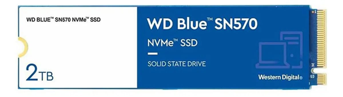 Ssd Nvme Western Digital Wd Blue Sn570 M.2 2280 2tb 3500mb/s Azul