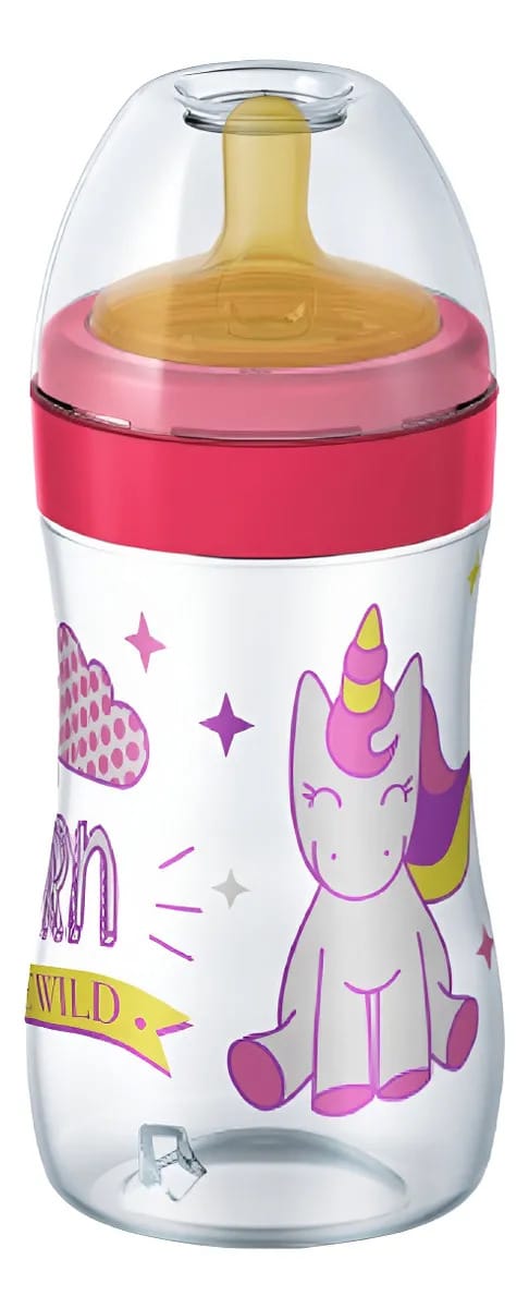 Mamadeira Super 300ml Lillo Bico Látex +bico Silicone Cor Rosa