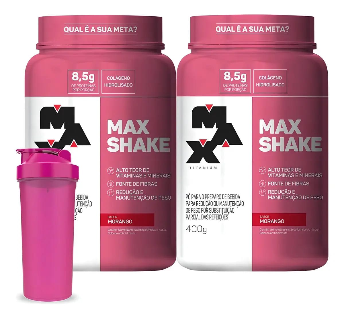 Combo 2x Max Shake 400g - Max Titanium Sabor Chocolate/vitamina De Frutas