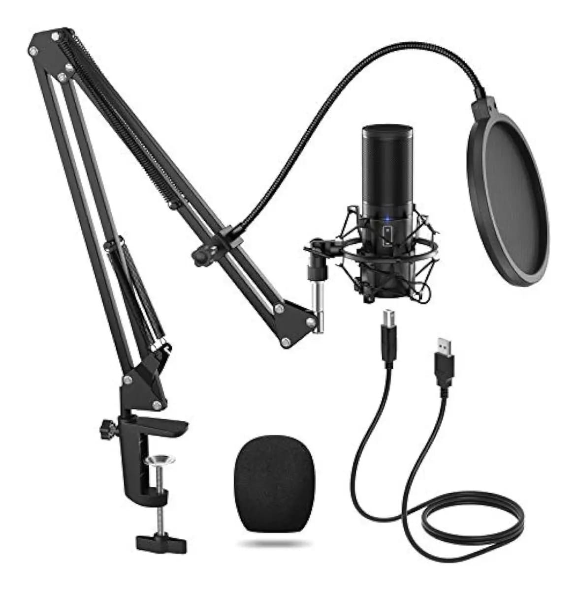 Microfone USB cardióide Tonor Q9 para podcasting e streaming