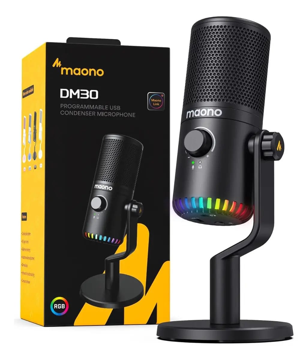 Microfone Maono Gamer DM30 RGB Condensador Cardioide cor preto