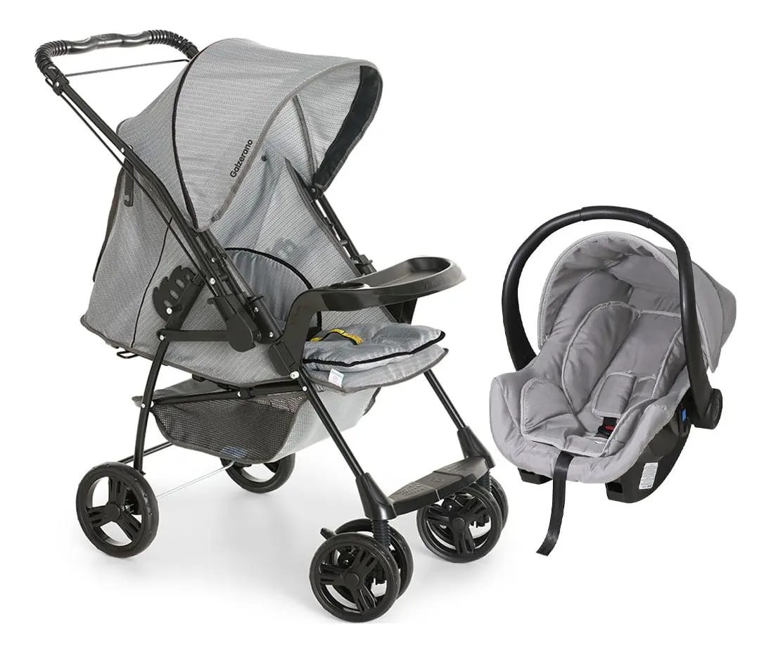 Carrinho Bebê Galzerano Milano Reversível Ii Cinza + Cocoon