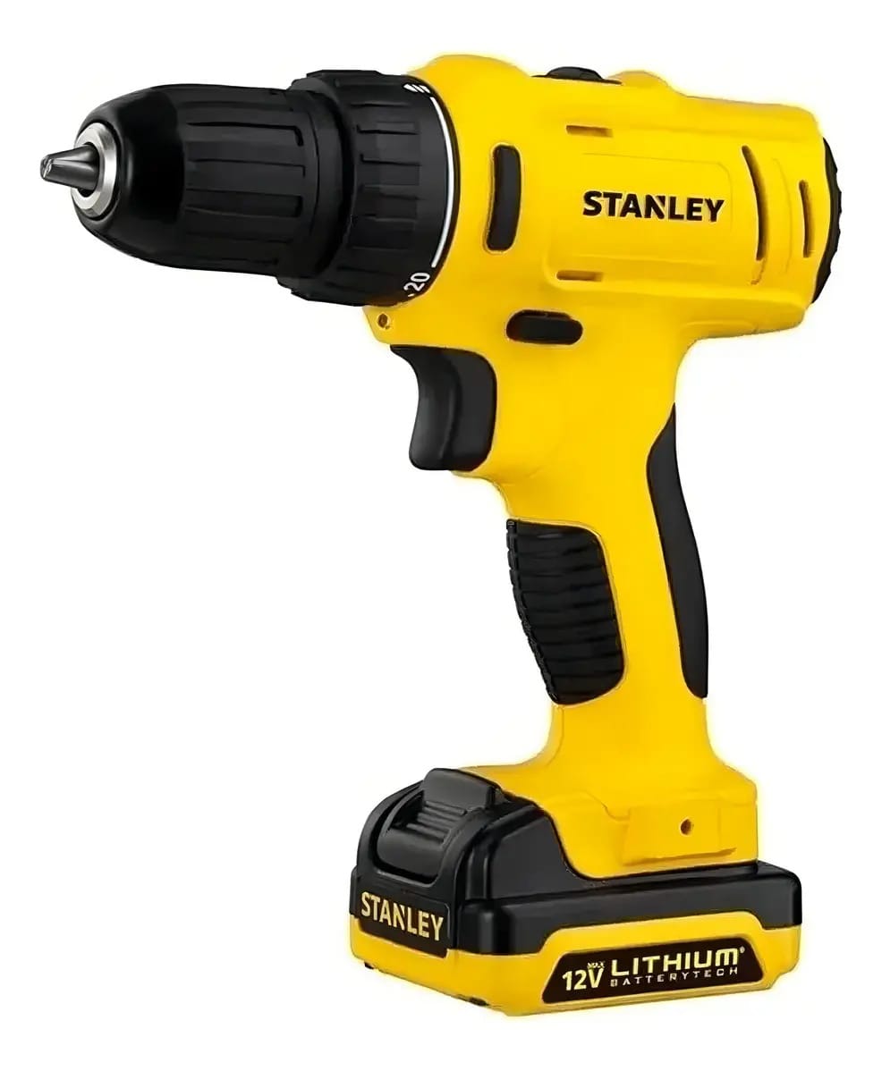 Parafusadeira furadeira 12v Scd121s2k 2 bat Stanley pontas cor Amarelo