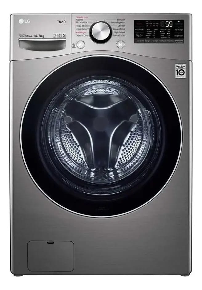 Lava E Seca Automática LG Inverter Aço Escovado 14kg
