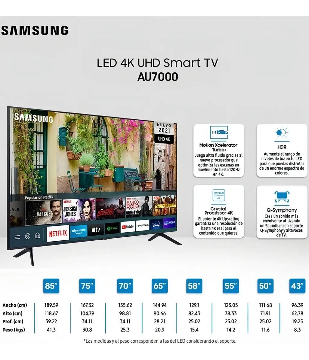 Samsung Crystal UHD DU8000 UN60AU7000P 60" LED 4K