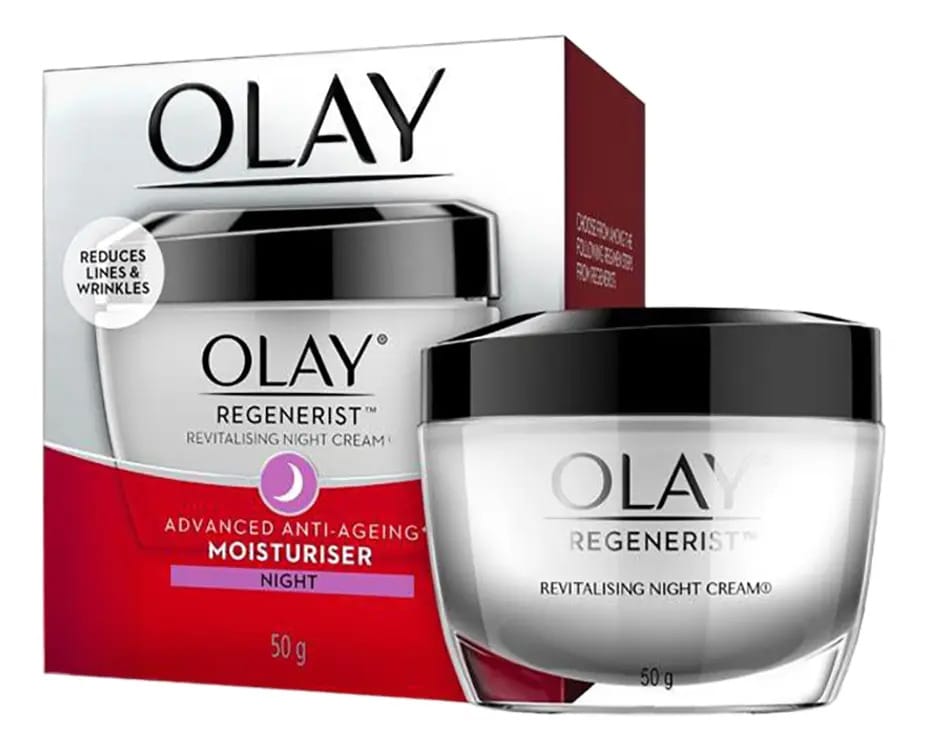 Creme noturno revitalizante Olay Regenerist | Pele hidratada, carnuda e viva — com ácido hialurônico, niacinamida e peptídeos — Pele normal, oleosa, seca e mista — 50 gramas — 1,7 fl oz